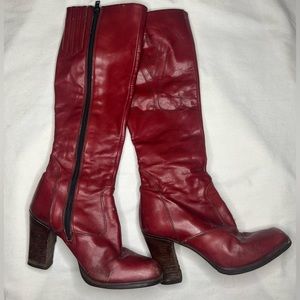 Vintage burgundy knee-high boot